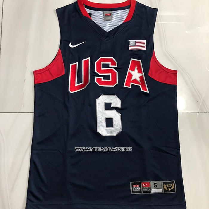 LeBron James NO 6 Camiseta USA 2008 Azul
